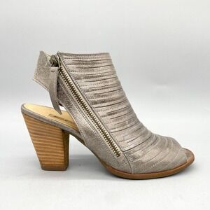 Paul Green Womens 3.5/ 6 Cayanne Peep Toe Bootie Metallic Smoke Sandal Slingback